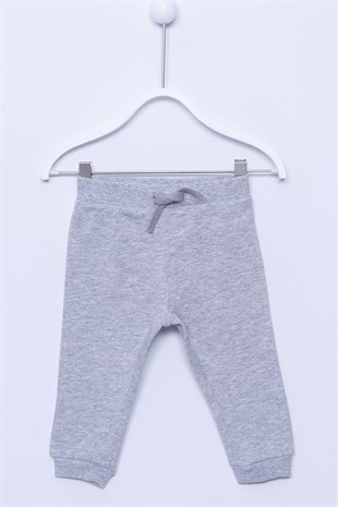 Gri Renkli Beli Ve Paçası Lastikli Örme Sweat Pantolon |JP-112932