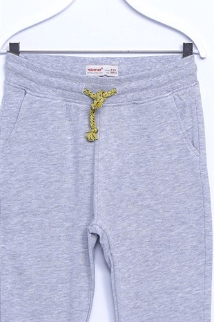 Gri Renkli Sweat Pantolon Örme Paçası Lastikli Beli İpli Eşofman Altı Erkek Çocuk |JP 310363