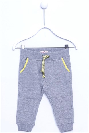 Gri Renkli Sweat Pantolon Örme Paçası Lastikli Beli İpli Eşofman Altı Bebek Erkek |JP 110547