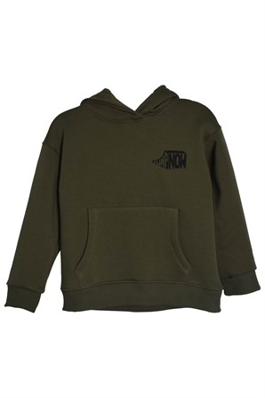 Haki Renkli Cepli Kapüşonlu Genç Erkek Sweatshirt-JS 318703 |Silversunkids
