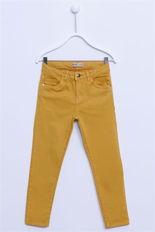 Hardal Renkli Pantolon Cepli Kot Pantolon Kot Pantolon Kız Çocuk |PC-312838