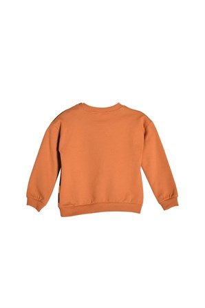 Kahverengi Baskılı Omuzdan Düğmeli Bebek Erkek Sweatshirt-JS 118477 |Silversunkids