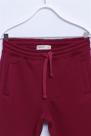 Kırmızı Renkli Sweat Pantolon Örme Paçası Ve Beli Lastikli Cepli Eşofman Altı Erkek Çocuk |JP-313283