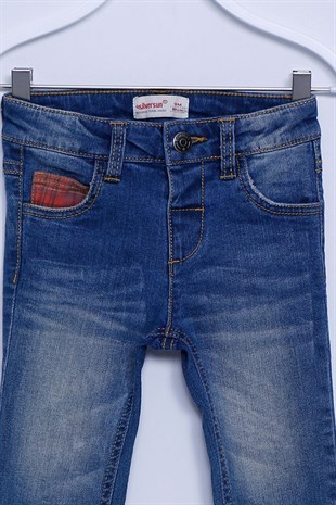 Koyu Denim Renkli Kot Pantolon Denim 5 Cepli Beli İçten Ayarlanabilir Kot Pantolon Bebek Erkek |PC 110222