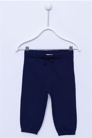 Lacivert Renkli Paçası Ve Beli Lastikli Örme Sweat Pantolon |JP-113162