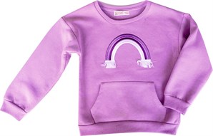 Lila Renkli Baskılı Kız Çocuk Sweatshirt-JS 218597 |Silversunkids