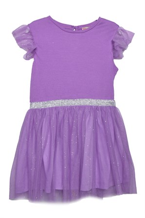 Lila Renkli Simli Şerit Detaylı Kız Çocuk Tütü Elbise |EK 219034