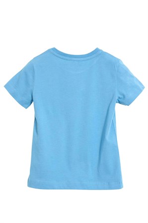 Mavi Renkli Baskılı Erkek Çocuk Kısa Kollu Tişört - BK 219082