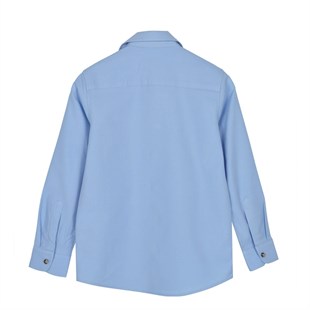 Mavi Renkli Uzun Kol Cepli Önden Düğmeli Klasik Erkek Çocuk Gömlek|GC 316258