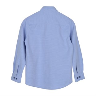 Mavi Renkli Uzun Kol Önden Düğmeli Klasik Erkek Çocuk Gömlek|GC 316335