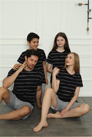 Moda Çizgi Aile Penye Şortlu Pijama Takım (anne - kız ) 50115 Ayrı Ayrı Satılır . Fiyatları Farklıdır