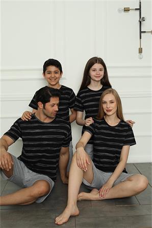 Moda Çizgi Aile Penye Şortlu Pijama Takım (baba - oğul ) 50115 Ayrı Ayrı Satılır . Fiyatları Farklıdır