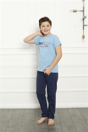 Moda Çizgi Baba Oğul  Mavi Aile Pijama Takım Ayrı Ayrı Satılır 50102