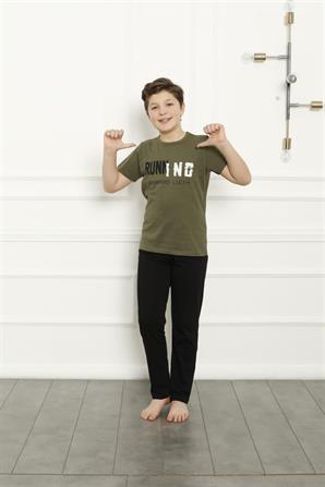 Moda Çizgi Baba Oğul Haki Aile Pijama Takım Ayrı Ayrı Satılır 50102