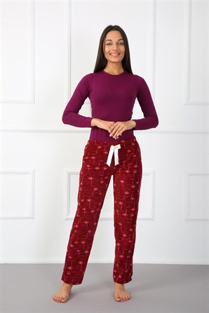 Moda Çizgi Bayan Welsoft Polar Tek Alt Pijama 210049