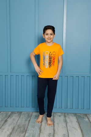 Moda Çizgi Çocuk Pamuk Kısa Kollu Pijama Takımı 20590S
