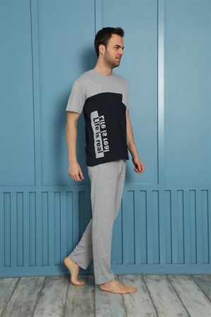 Moda Çizgi Erkek %100 Pamuk Cepli Pijama Takımı 20510G