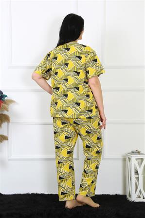 Moda Çizgi Kadın 5XL-6XL-7XL-8XL Büyük Beden Kısa Kol Pijama Takım 75007