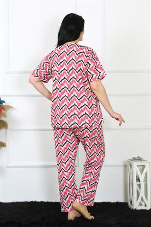 Moda Çizgi Kadın 5XL-6XL-7XL-8XL Büyük Beden Kısa Kol Pijama Takım 75009