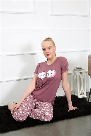 Moda Çizgi Kadın Kısa Kol Pijama Takım 20414