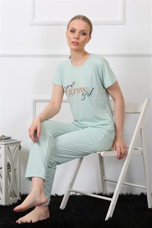 Moda Çizgi Kadın Kısa Kol Pijama Takım 4140