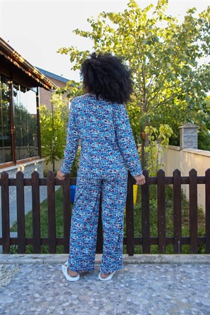 Moda Çizgi Kadın Penye Bol Paça Pijama Takım 4125