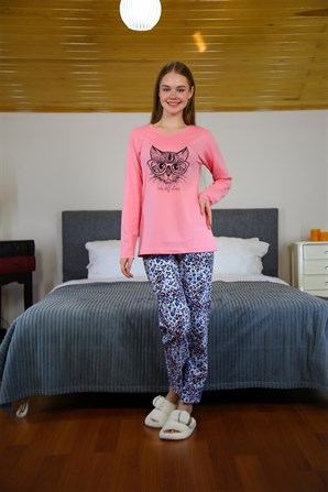 Moda Çizgi Kadın Penye Uzun Kol Pijama Takım 4102