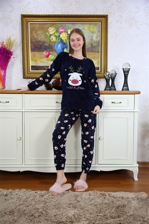 Moda Çizgi Welsoft Polar Kadın Pijama Takımı 8508