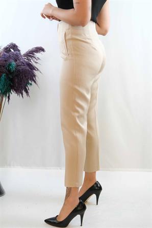 Moda Çizgi Yüksek Bel Pantolon Taş