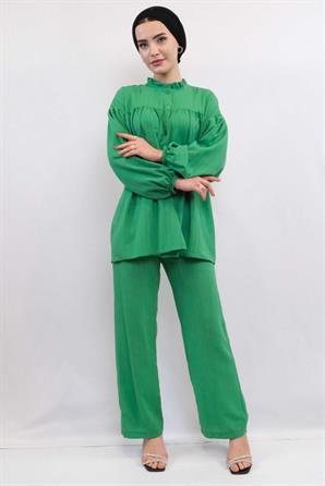 Moda Çizgili Robalı İkili Takım Yeşil