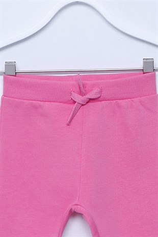 Pembe Renkli Beli Ve Paçası Lastikli Örme Sweat Pantolon |JP-112932