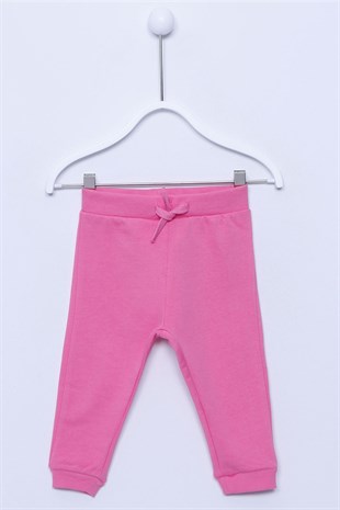 Pembe Renkli Beli Ve Paçası Lastikli Örme Sweat Pantolon |JP-112932
