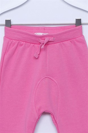 Pembe Renkli Beli Ve Paçası Lastikli Şalvar Kesim Sweat Pantolon |JP-112512