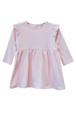 Pembe Renkli Fırfır Detaylı Bebek Kız Örme Elbise-EK 118632 |Silversunkids
