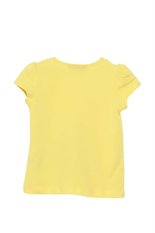 Silversunkids | Bebek Kız Sarı Renkli Baskılı Omuzdan Düğmeli Tişört | BK 118051