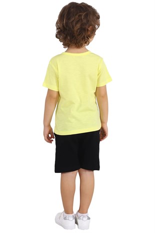 Silversunkids | Erkek Çocuk Sarı Renkli Baskılı Bisiklet Yakalı Tişört | BK 217923
