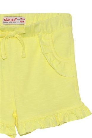 Silversunkids | Kız Bebek Sarı Renkli Belden Lastikli Fırfırlı Şort | SC MG 08