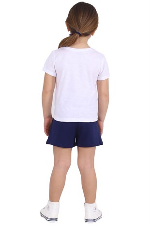 Silversunkids | Kız Çocuk Beyaz Renkli Baskılı Önden Bağlamalı Tişört | BK 218325