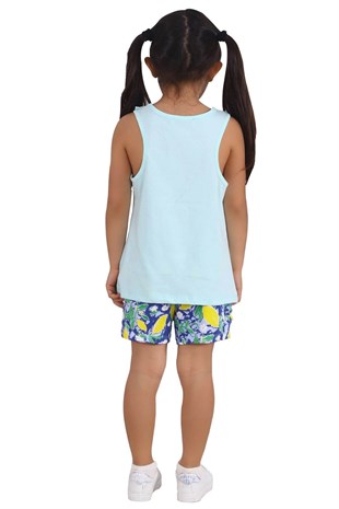 Silversunkids | Kız Çocuk Mint Renkli Fırfırlı Kolsuz Tişört | BK 218369