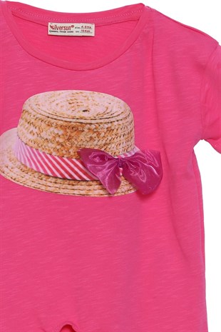 Silversunkids | Kız Çocuk Pembe Renkli Baskılı Önden Bağlamalı Tişört | BK 218347