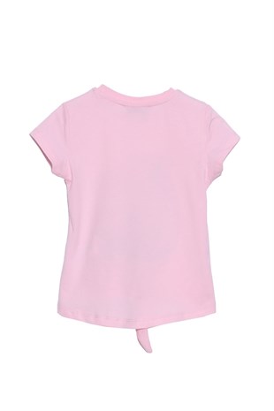 Silversunkids | Kız Çocuk Pembe Renkli Baskılı Önden Bağlamalı Tişört | BK 217659