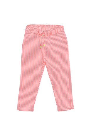 Silversunkids | Kız Çocuk Pembe Renkli Belden Lastikli Çizgili Örme Pantolon | PC 218370