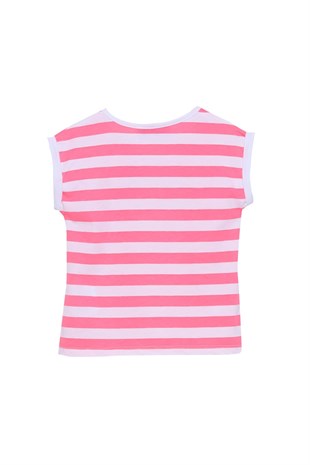 Silversunkids | Kız Çocuk Pembe Renkli Payet İşlemeli Çizgili Kolsuz Tişört | BK 218329