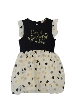 Siyah Renkli Baskılı Kız Çocuk Tütü Elbise |EK 219057