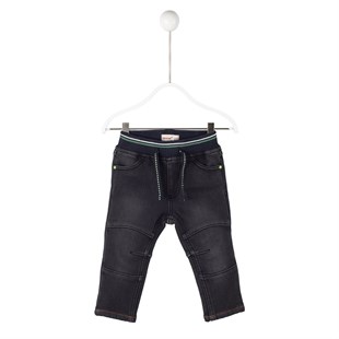 Siyah Renkli Bel Lastikli Yıkamalı Cepli Bebek Erkek Pantolon|JP 114634