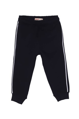 Siyah Renkli Bel Ve Paçalar Lastikli Yanları Şeritli Alt Erkek Çocuk Pantolon|JP 214748