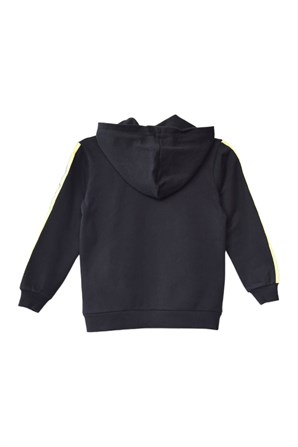 Siyah Renkli Kapüşonlu Fermuarlı Erkek Çocuk Sweatshirt-JM 318449 |Silversunkids