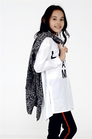 Siyah Renkli Uzun Kol Armalı Desenlı Kız Çocuk Kazak|T 315038