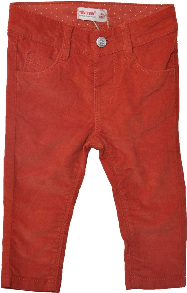 Turuncu Renkli Cepli Bebek Kız Dokuma Pantolon - PC 73435 |Silversunkids