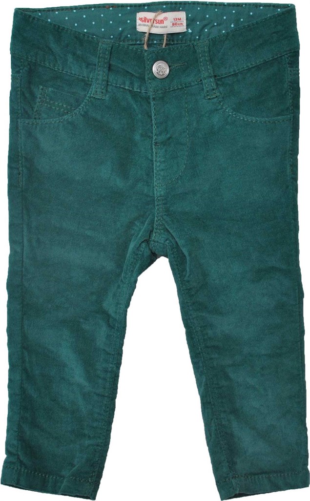Yeşil Renkli Cepli Bebek Kız Dokuma Pantolon - PC 73435 |Silversunkids
